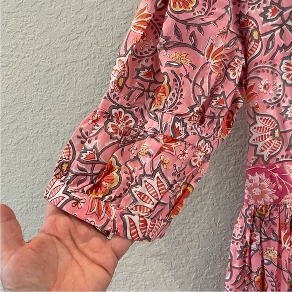 "Rosewater Reverie" Madison Mathews Boho Maxi Dress Backless Cotton Dress Large - Picture 9 of 14